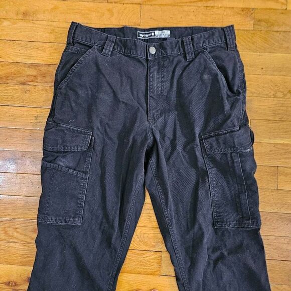 Carhartt Pants Mens 34x32 Black Relaxed Fit Ripstop Cargo Work Pant - Picture 2 of 7